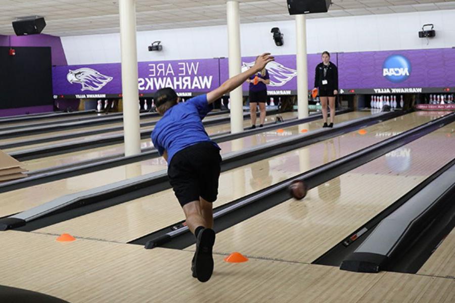 Bowling lining up for a strike