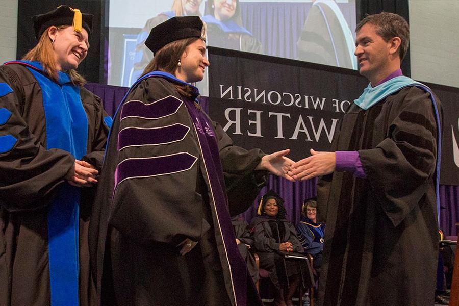 Shaking hands at graduation