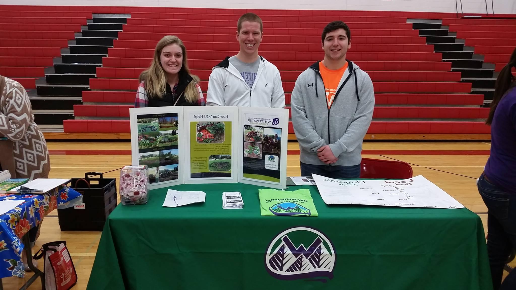 students at a booth