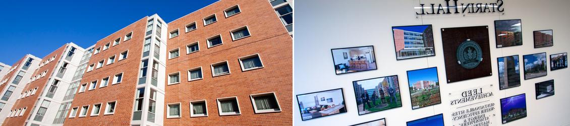 Photo of inside Starin Hall and outside