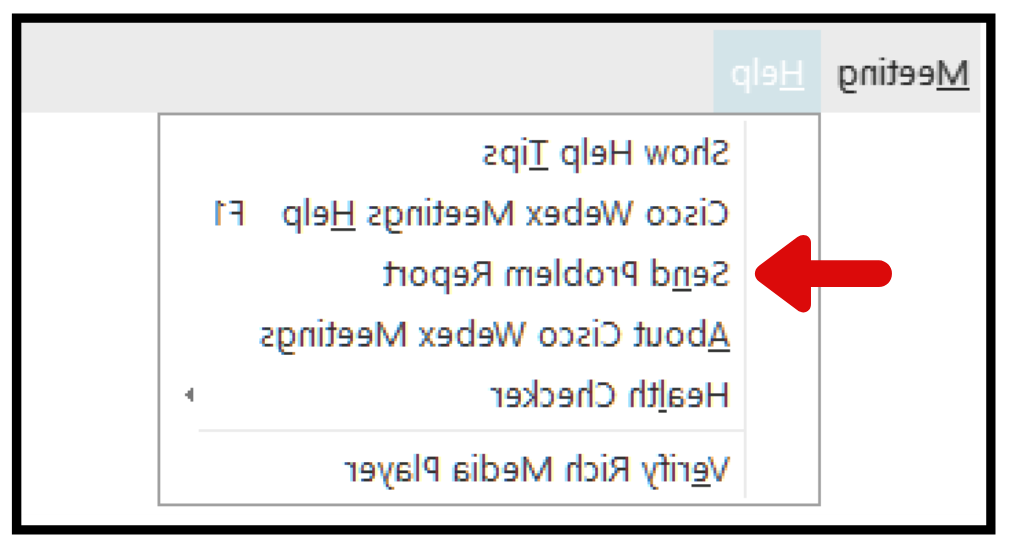 Webex meeting help dropdown on pc