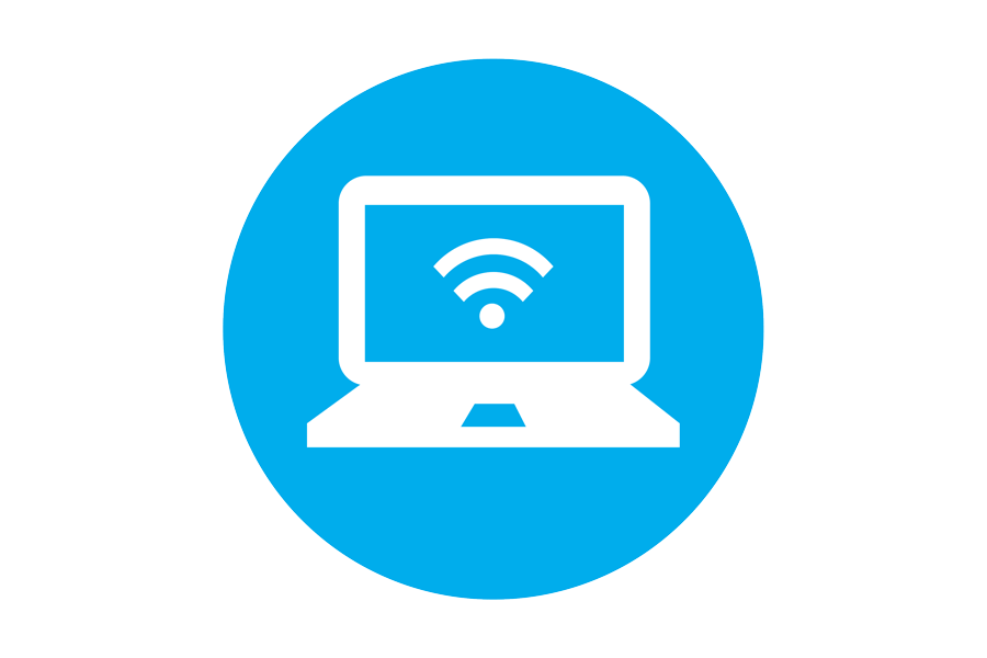 Icon of a computer with the wi-fi symbol on the screen