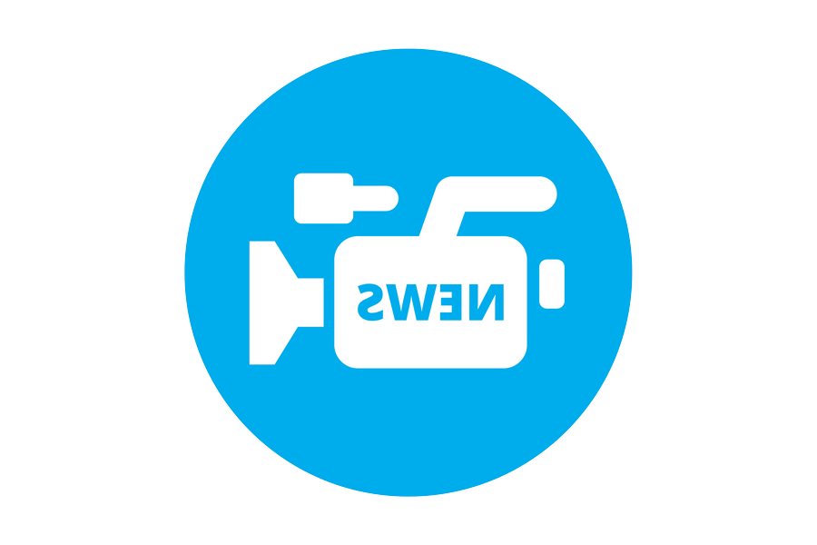  Video camera graphic on blue background.