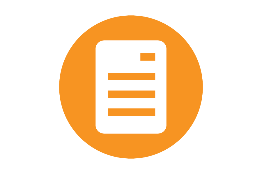 An icon of a paper indicating a contract on an orange background